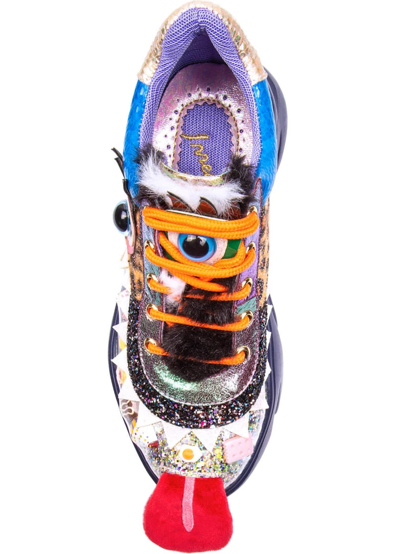 New In Irregular Choice Gaming Raver Quaver 80's Trainers Blue Green