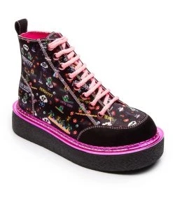 Irregular Choice Gaming Limit Break 80's Trainers Black Pink