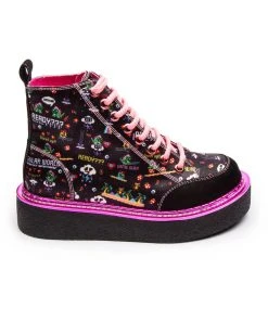 Irregular Choice Gaming Limit Break 80's Trainers Black Pink