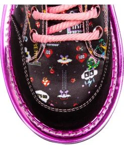 Irregular Choice Gaming Limit Break 80's Trainers Black Pink