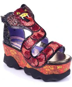Irregular Choice Jellie Snake Plateau Sandals Red New In