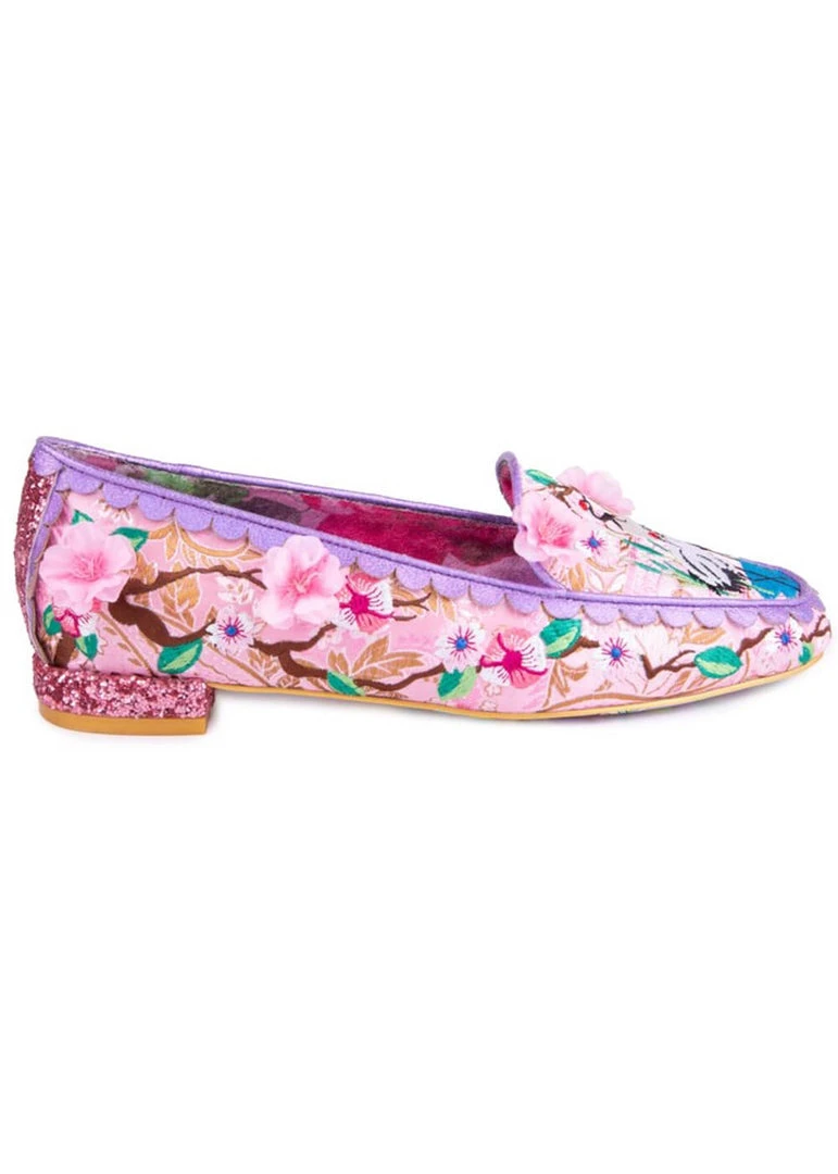 New In Irregular Choice Crane Birds Flats Peach Pink