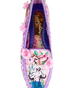 New In Irregular Choice Crane Birds Flats Peach Pink