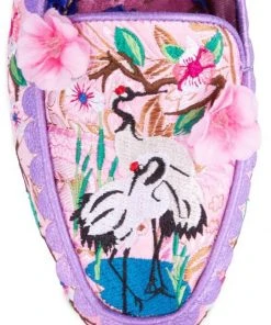 New In Irregular Choice Crane Birds Flats Peach Pink