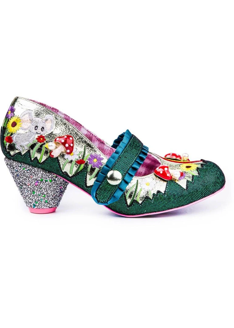 Irregular Choice Pipsqueak Toadstool 40's Pumps Green New In