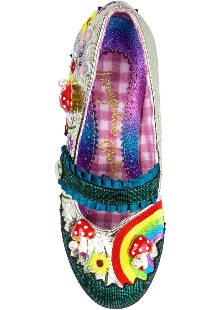 Irregular Choice Pipsqueak Toadstool 40's Pumps Green New In