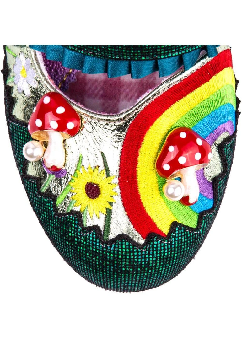 Irregular Choice Pipsqueak Toadstool 40's Pumps Green New In