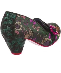 Irregular Choice Highland Haven Floral 60's Pumps Green New In