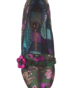 Irregular Choice Highland Haven Floral 60's Pumps Green New In