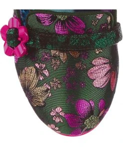 Irregular Choice Highland Haven Floral 60's Pumps Green New In