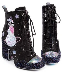 Irregular Choice Felicette Space Cat Boots Black New In