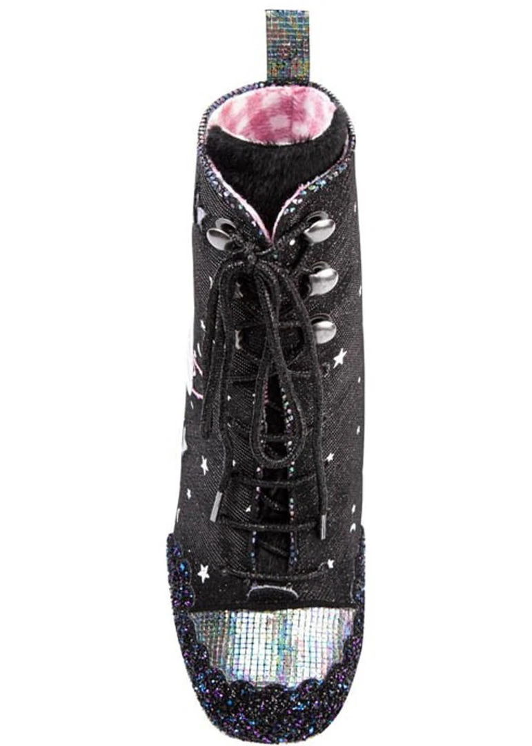 Irregular Choice Felicette Space Cat Boots Black New In
