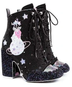 Irregular Choice Felicette Space Cat Boots Black New In