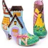 Irregular Choice Village Fete Cat Boots Blue Yellow