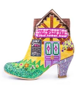 Irregular Choice Village Fete Cat Boots Blue Yellow