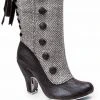 Irregular Choice Reinette Herringbone 60's Boots Black