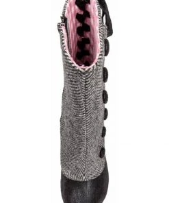 Irregular Choice Reinette Herringbone 60's Boots Black