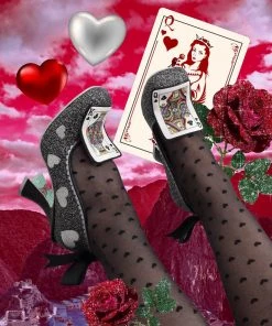 New In Irregular Choice Go Fish Playing Card Pumps Black