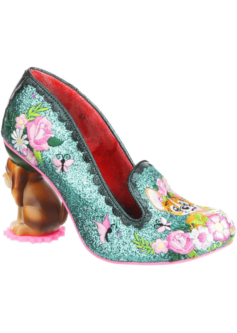 New In Irregular Choice Bougainvillea Dog Pumps Turquoise Teal