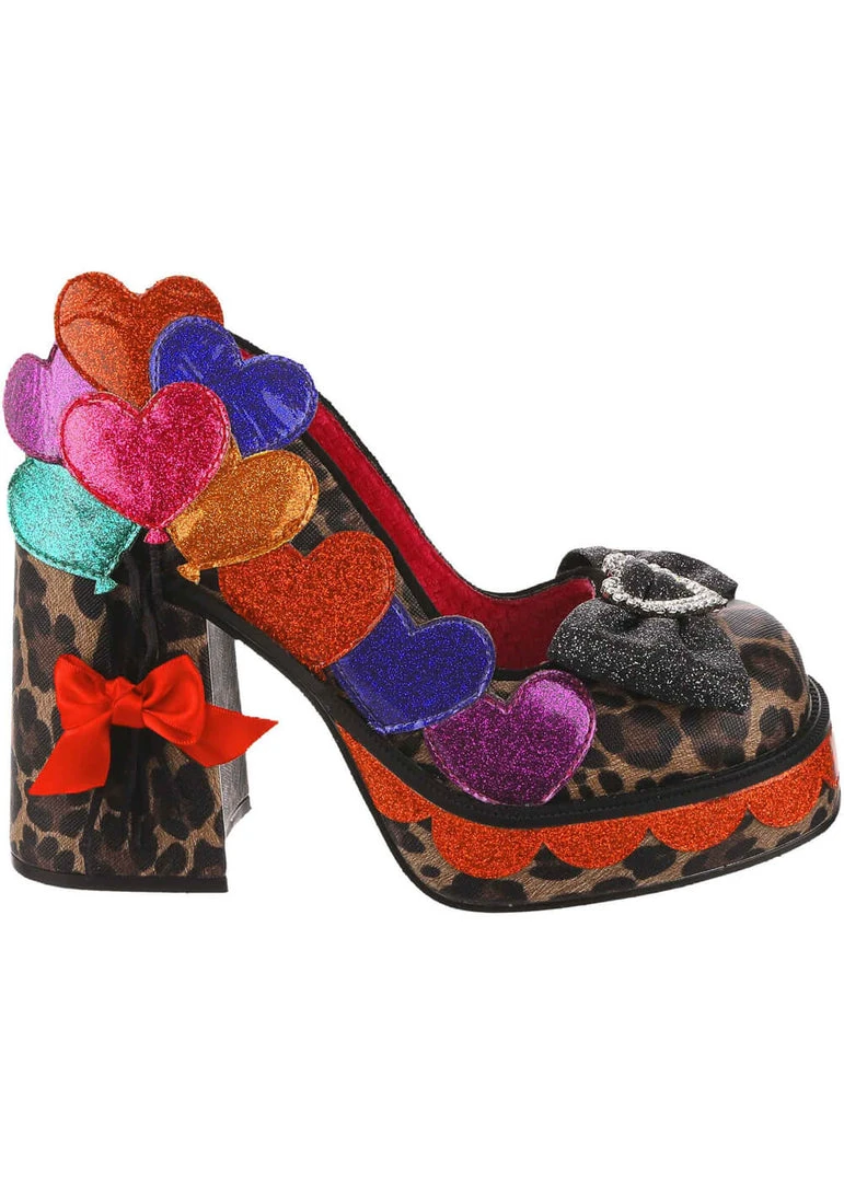 Irregular Choice Balloons And Cake 60's Platform Pumps In Leopard