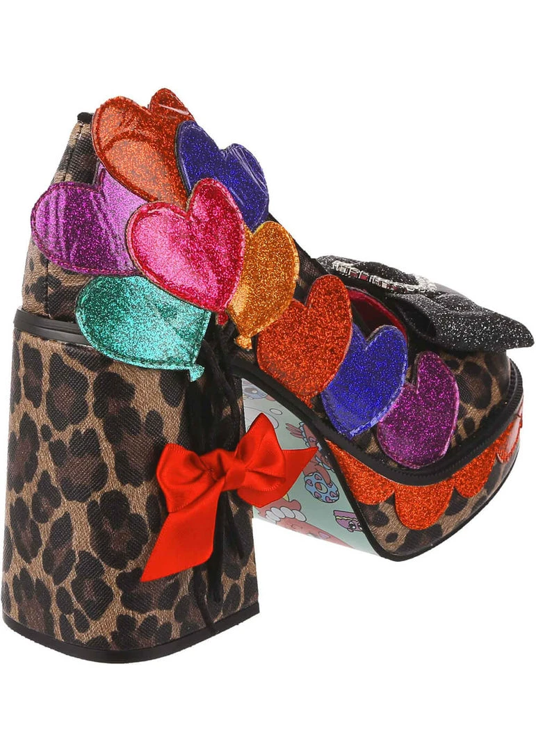 Irregular Choice Balloons And Cake 60's Platform Pumps In Leopard