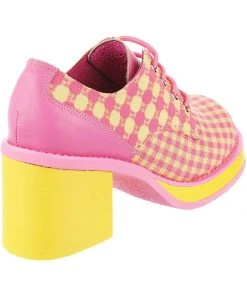 Irregular Choice Groovy Dancing 60's Platform Pumps Pink Yellow