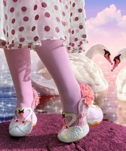 New In Irregular Choice Pedalo Date Swan Pumps Peach Pink