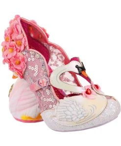 New In Irregular Choice Pedalo Date Swan Pumps Peach Pink