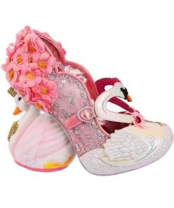 New In Irregular Choice Pedalo Date Swan Pumps Peach Pink