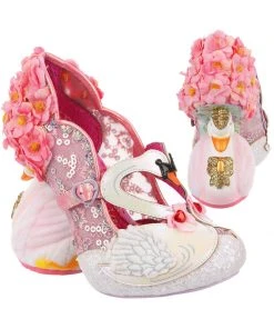 New In Irregular Choice Pedalo Date Swan Pumps Peach Pink