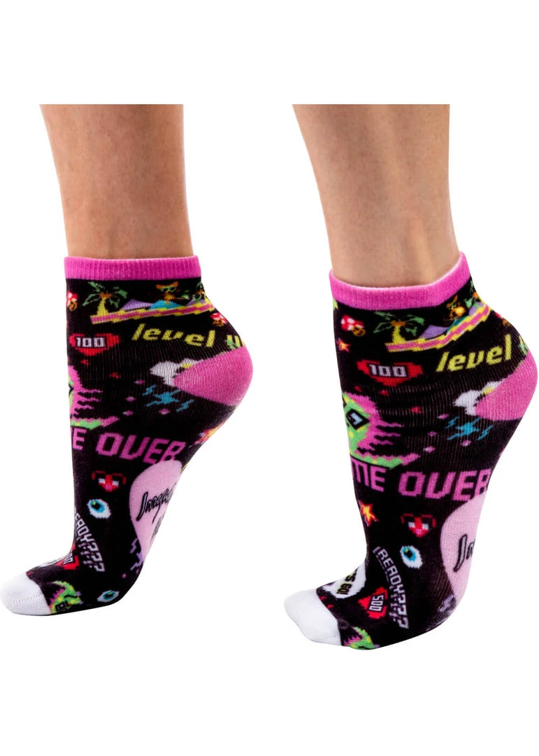 Irregular Choice Gaming Socks Black Pink