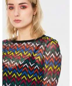 Jaw Breaker New In Jawbreaker Mix Tape Mesh 60's Top In Multi