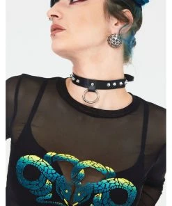 Jawbreaker Serpent Snake Mesh Top Black
