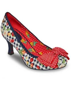 Joe Browns Couture Diva Stawberry Gingham 50's Pumps Blue New In