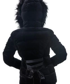 New In Killstar Lisa Luna Velvet Padded Jacket Black