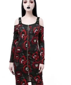 Killstar Sinner Midi Pencil Dress Black