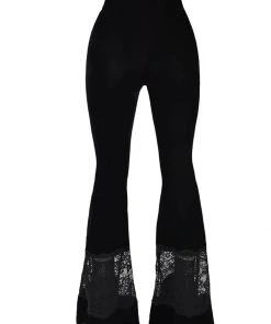 Killstar Nova Velvet Bell Bottoms 70's Trousers Black