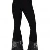 Killstar Nova Velvet Bell Bottoms 70's Trousers Black