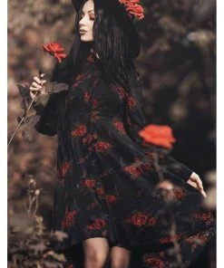 Killstar Pandora Rose Shirt 70's Dress Black New In