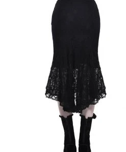 New In Killstar Elora Lace 40's Fishtail Pencil Skirt Black