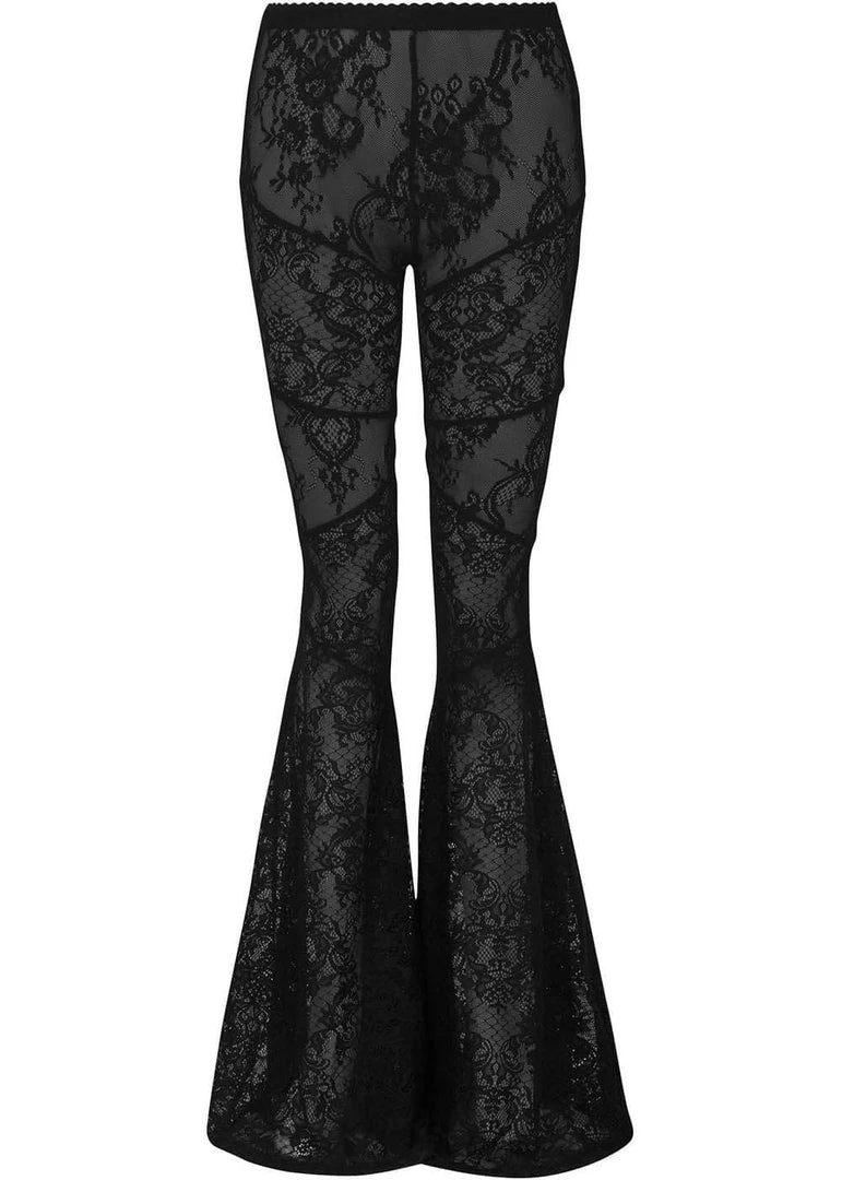Killstar Sarita Lace Bell Bottoms Trousers Black