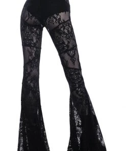 Killstar Sarita Lace Bell Bottoms Trousers Black