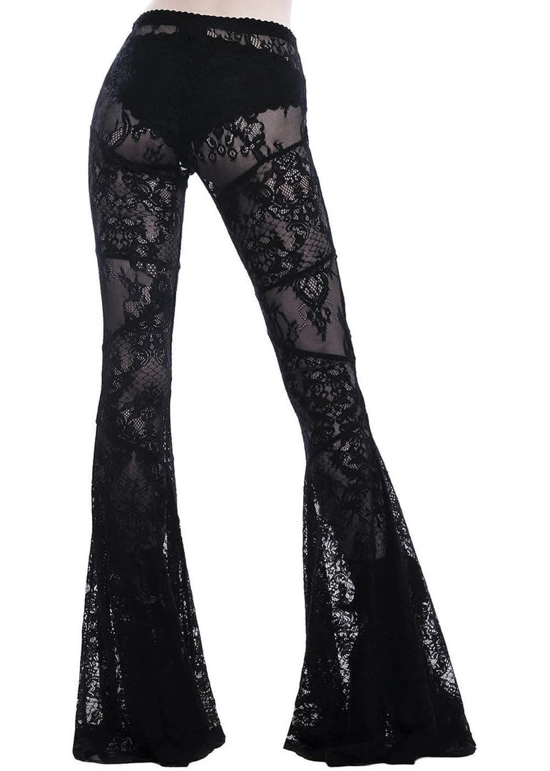 Killstar Sarita Lace Bell Bottoms Trousers Black