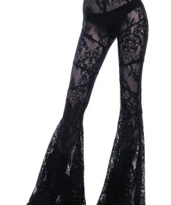 Killstar Sarita Lace Bell Bottoms Trousers Black
