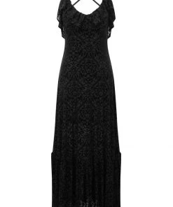 Killstar Eloise Burnout Velvet Maxi Dress Black New In