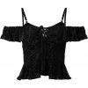 New In Killstar Aimee Burnout Velvet Bardot Top Black
