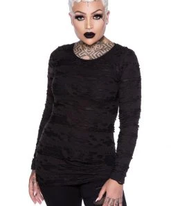 Killstar Night Shadows Distressed Top Black New In