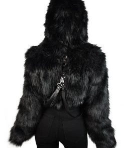 New In Killstar Night Creature Faux-Fur Jacket Black