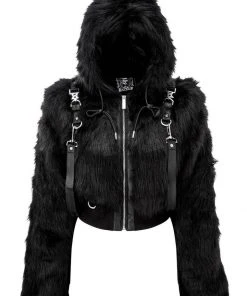 New In Killstar Night Creature Faux-Fur Jacket Black