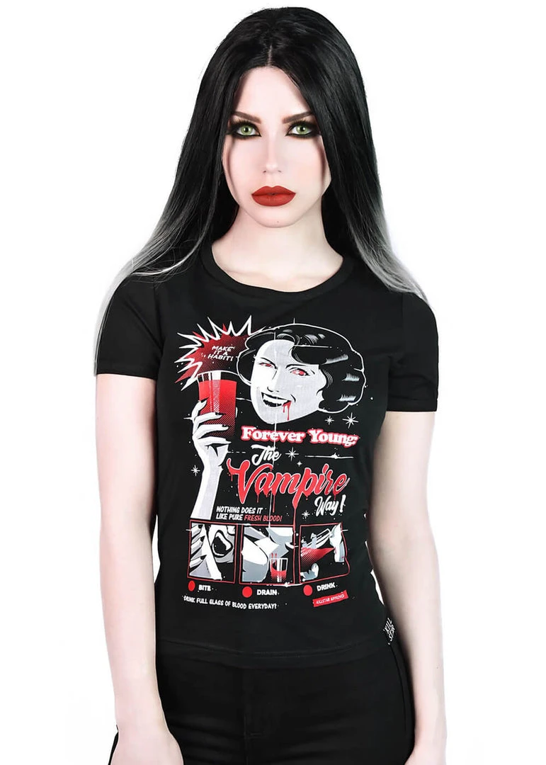 Killstar Forever Young Ringer T-Shirt Black